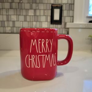 Rae Dunn MERRY CHRISTMAS Red Mug with white stitching